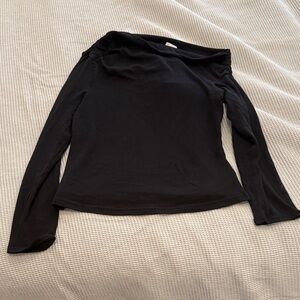 A New Day Black Off-Shoulder Long Sleeve Women's Tee - NWT!